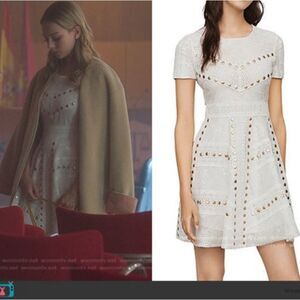 NWT Maje Robe a Clou Manc Blanc Mini White Dress Elite Show Size M